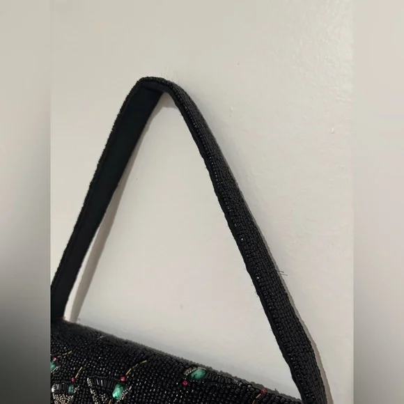 Viral Beaded Black Martini Cocktail Clutch Shoulder Bag - Picture 5 of 13